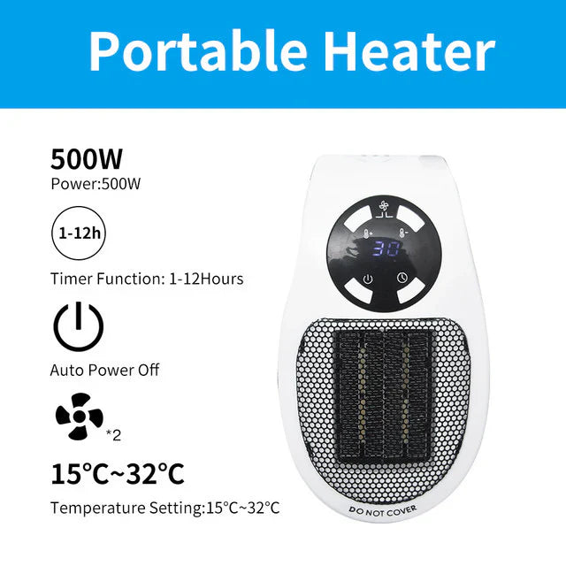 Compact 500W Electric Heater for Portable Use