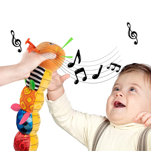 Stuffed Plush Caterpillar Rattle for Babies – Sensory Toy