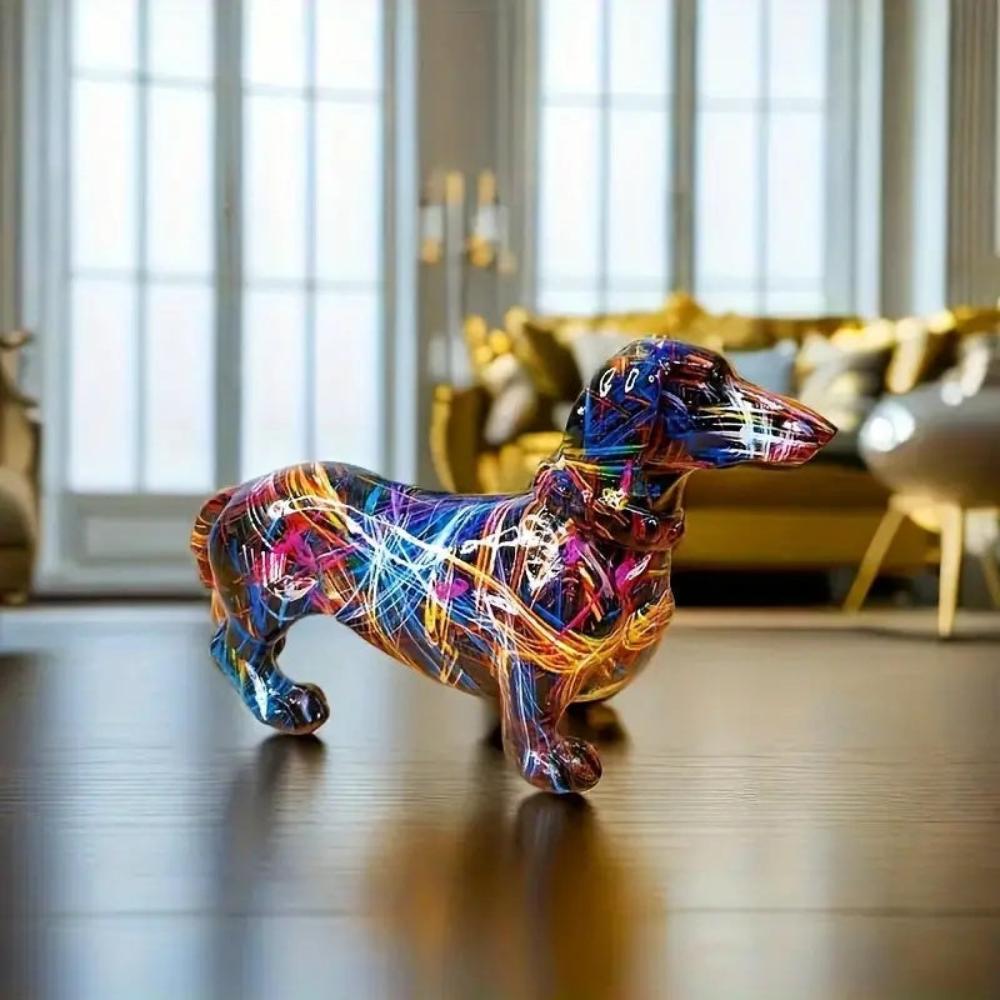 Charming Doxie Delight – Vibrant Modern Dog Sculpture