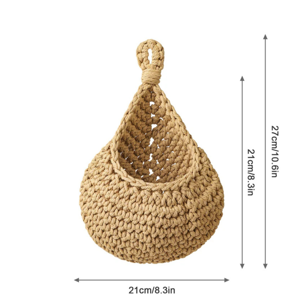 Artisanal Woven Hanging Basket for Rustic Home Organization