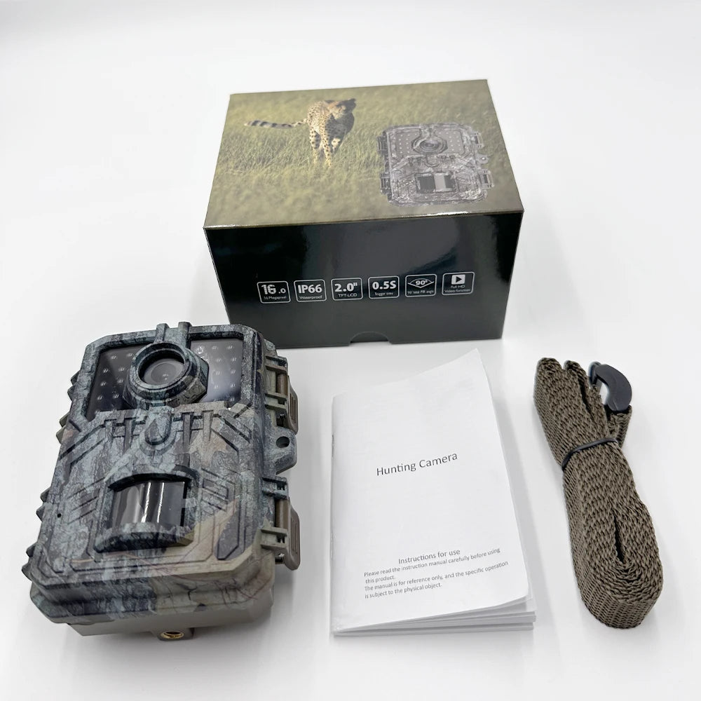 Compact 16MP Wildlife Camera with Night Vision and PIR Motion Detection