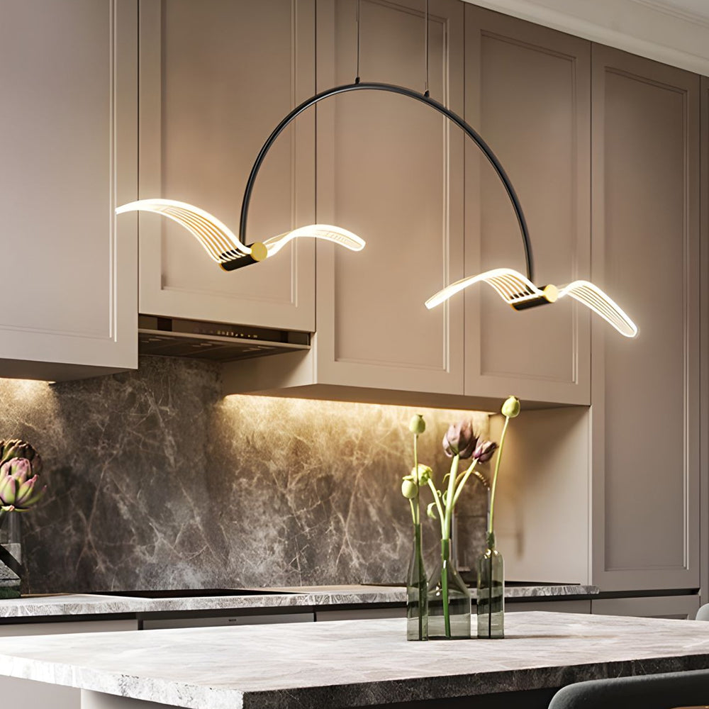 2/4-Light Modern LED Acrylic Seagull Linear Chandelier for Dining Room