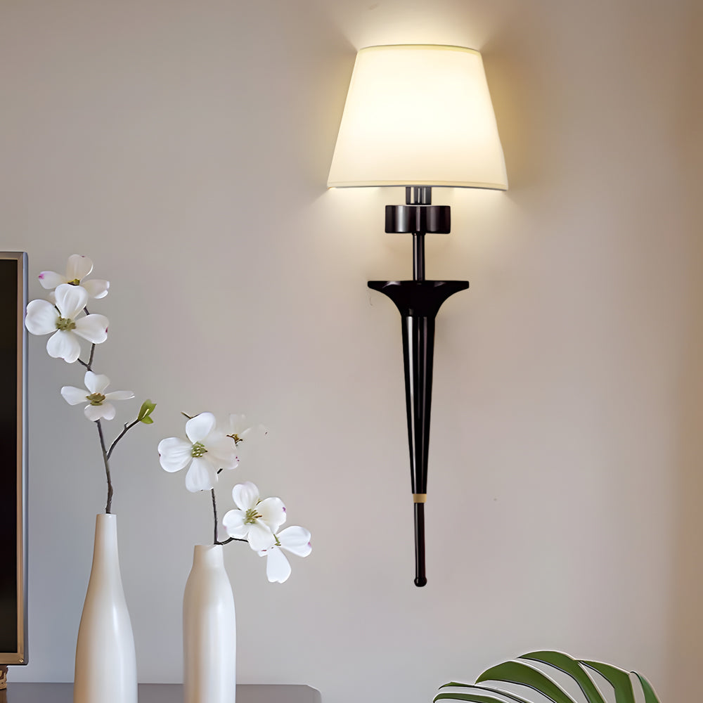 25.98-In H. Gold/Black Copper 1-Light Wall Sconce with Fabric Shade - Dazuma