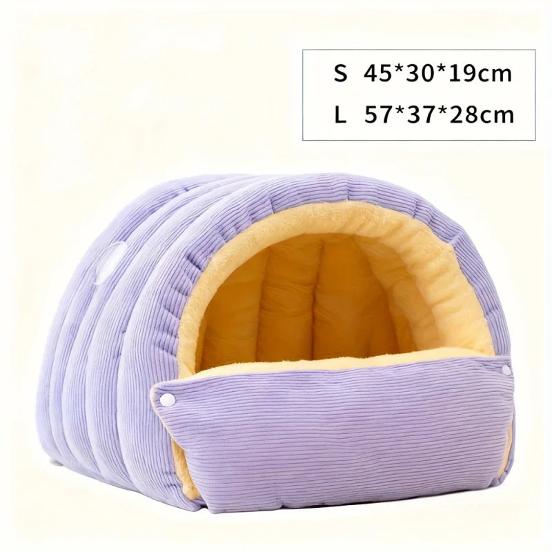 Cozy Enclosed Cat Bed in Warm Arctic Fleece
