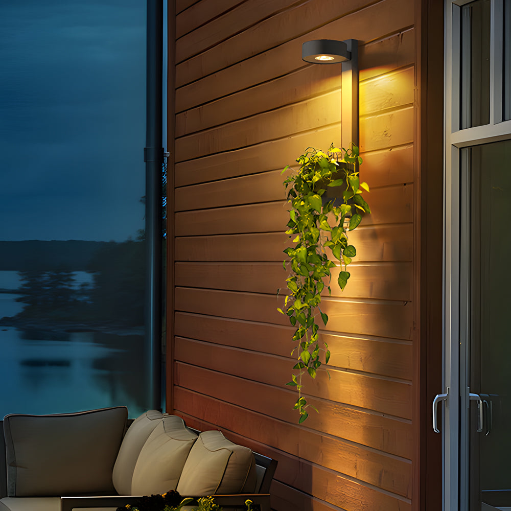 1-Light Solar Wall Mounted Outdoor Light with Planter and Plant Stand