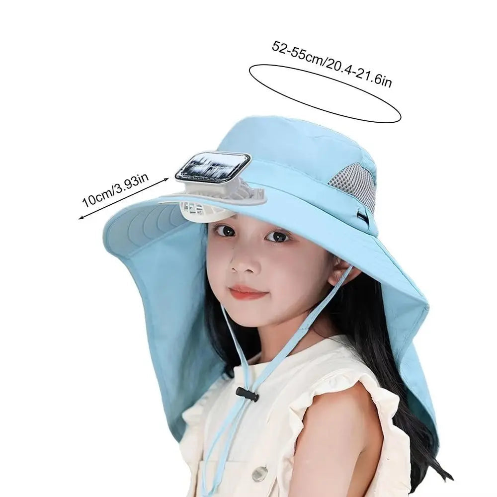 Kids' Sunshade Hat with Built-in Solar Cooling Fan