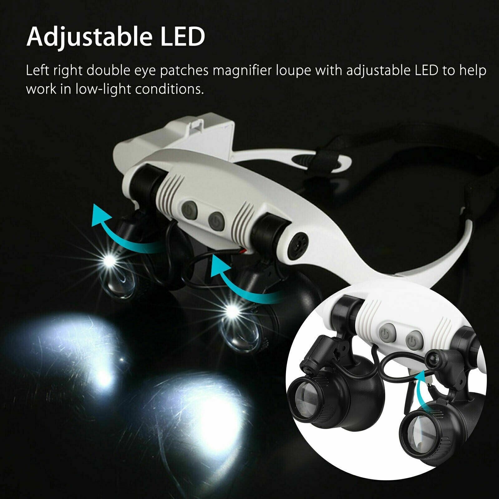 Adjustable LED Magnifying Glasses with Interchangeable Lenses