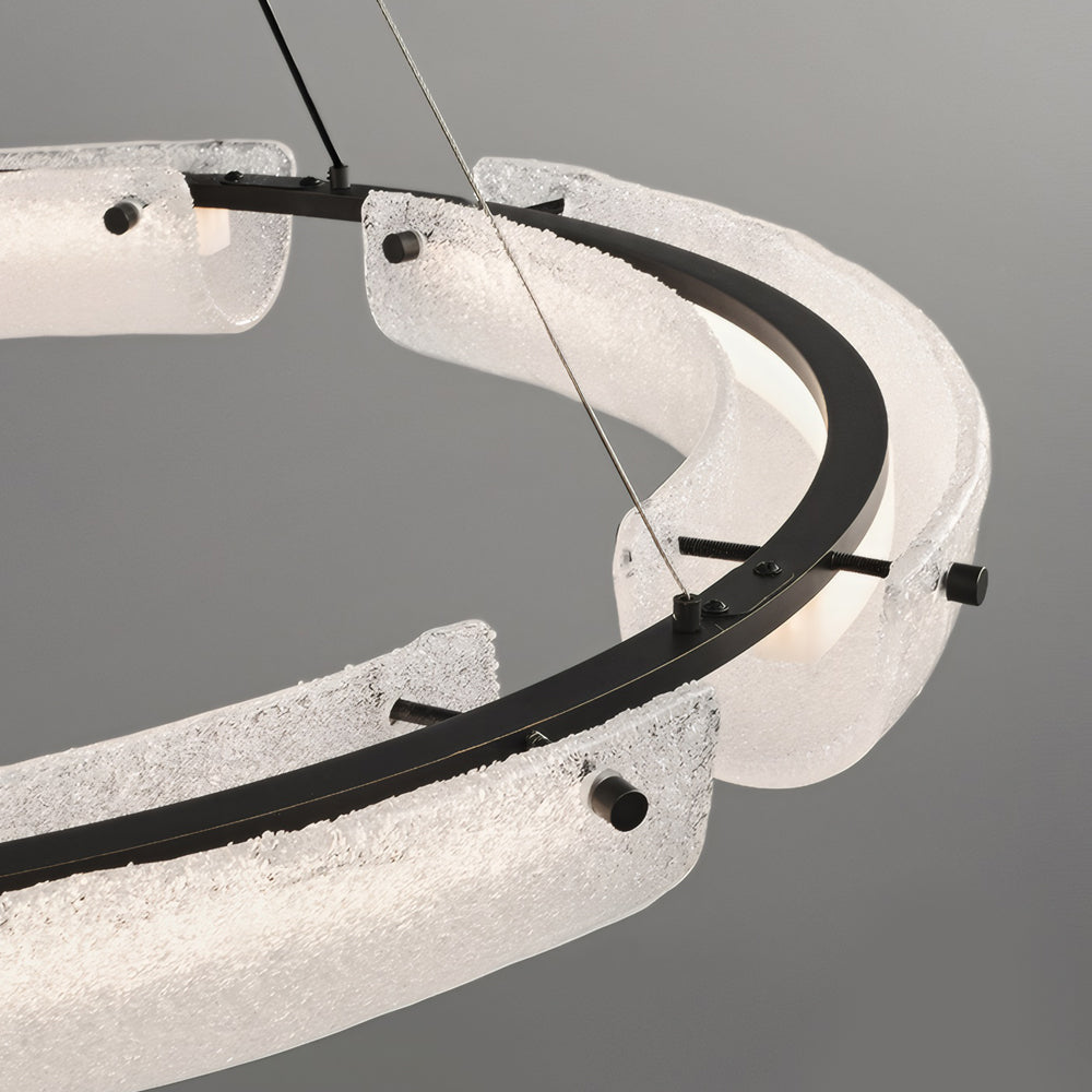 26''/33.9''/41.7'' Wide LED Frosted Water Glass Ring Chandelier by Taavita