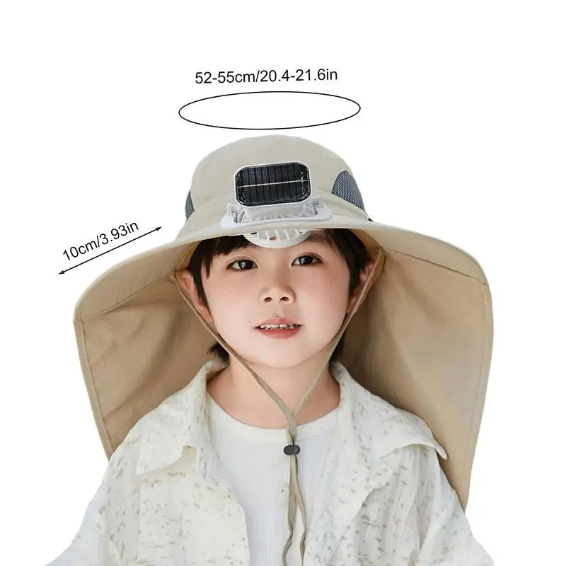 Kids' Sunshade Hat with Built-in Solar Cooling Fan