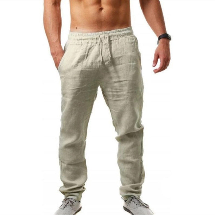 Men’s Casual Jogger Pants | Adjustable Drawstring Waist | Breathable Linen Fabric | Comfortable Fit