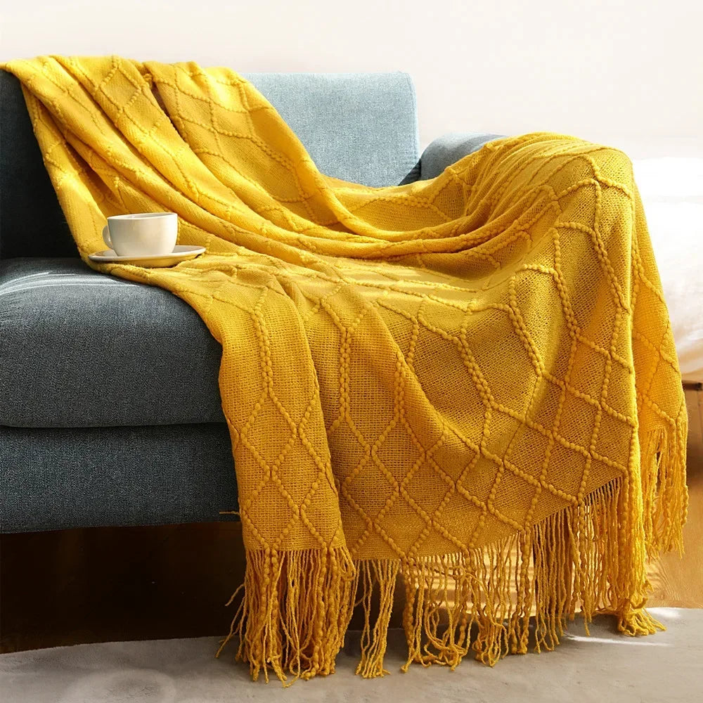 Chunky Knit Throw | Soft Acrylic | Cozy Warm Comfort | Reusable