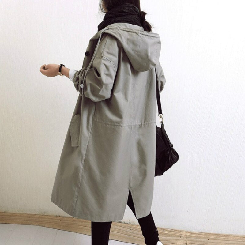 Women’s Trench Coat | Lightweight Hooded Design | Breathable Fabric | Versatile Wear for Transitional Seasons