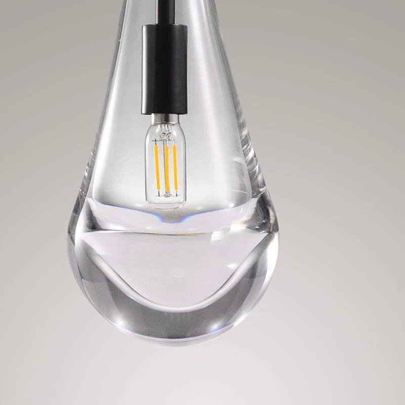 Liora — Hand-Blown Glass Raindrop Pendant Light with Warm Glow