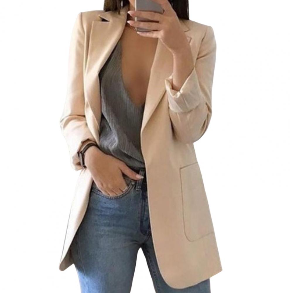 Women’s Blazer Jacket | Longline Design with Large Front Pockets | Polyester | Comfortable Fit