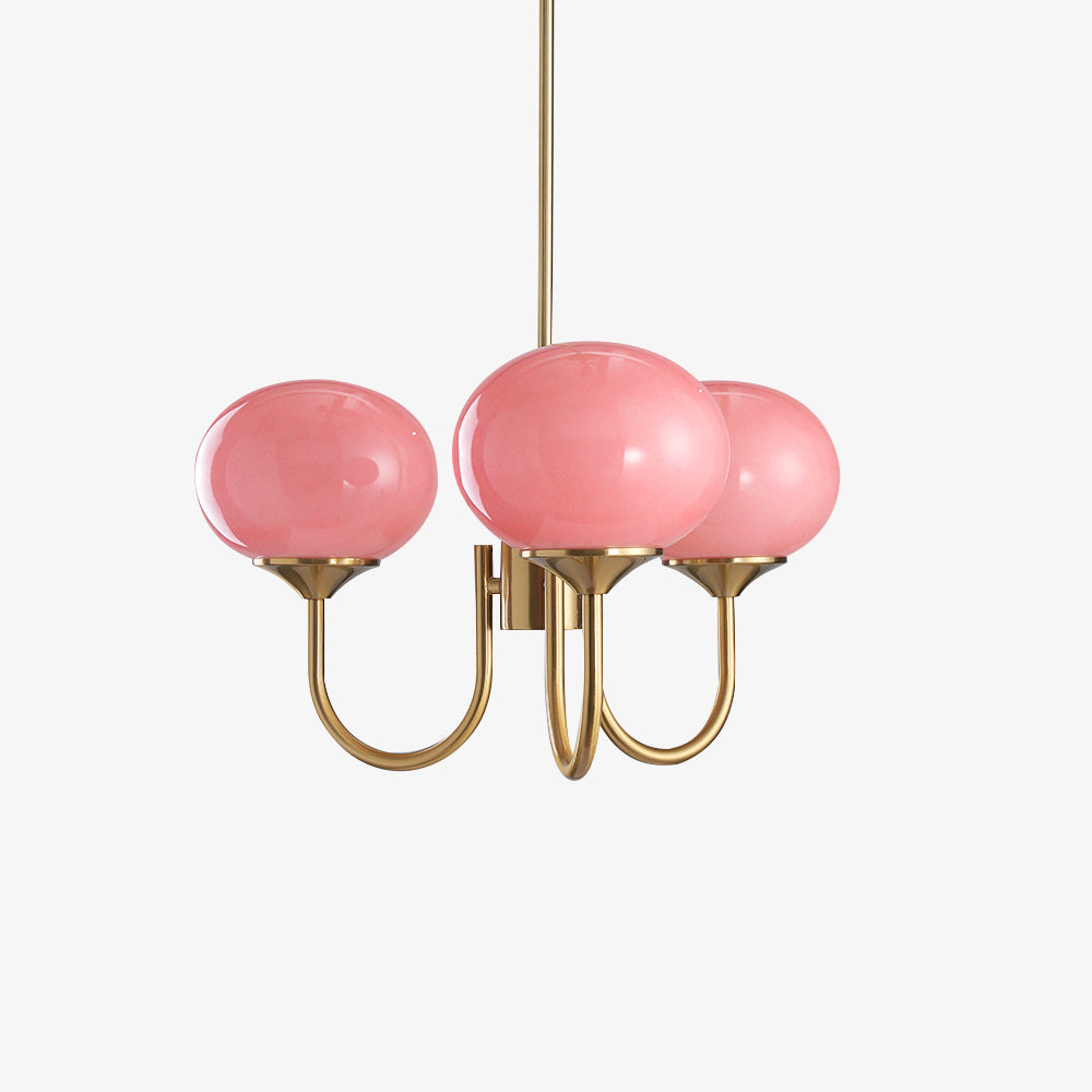 Ceiling Chandelier | Five-Arm with Glass Globe Shades | Adjustable Suspension Rods | Elegant Home Lighting