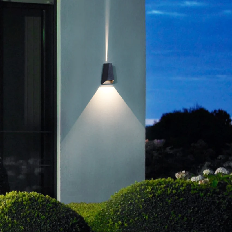 Pyramid Waterproof Outdoor Wall Lamp | IP65 Rated LED Exterior Lighting | Aluminum & Tempered Glass | Black, Gray, White | Warm & Cool White Options | Hardwired & Plug-in