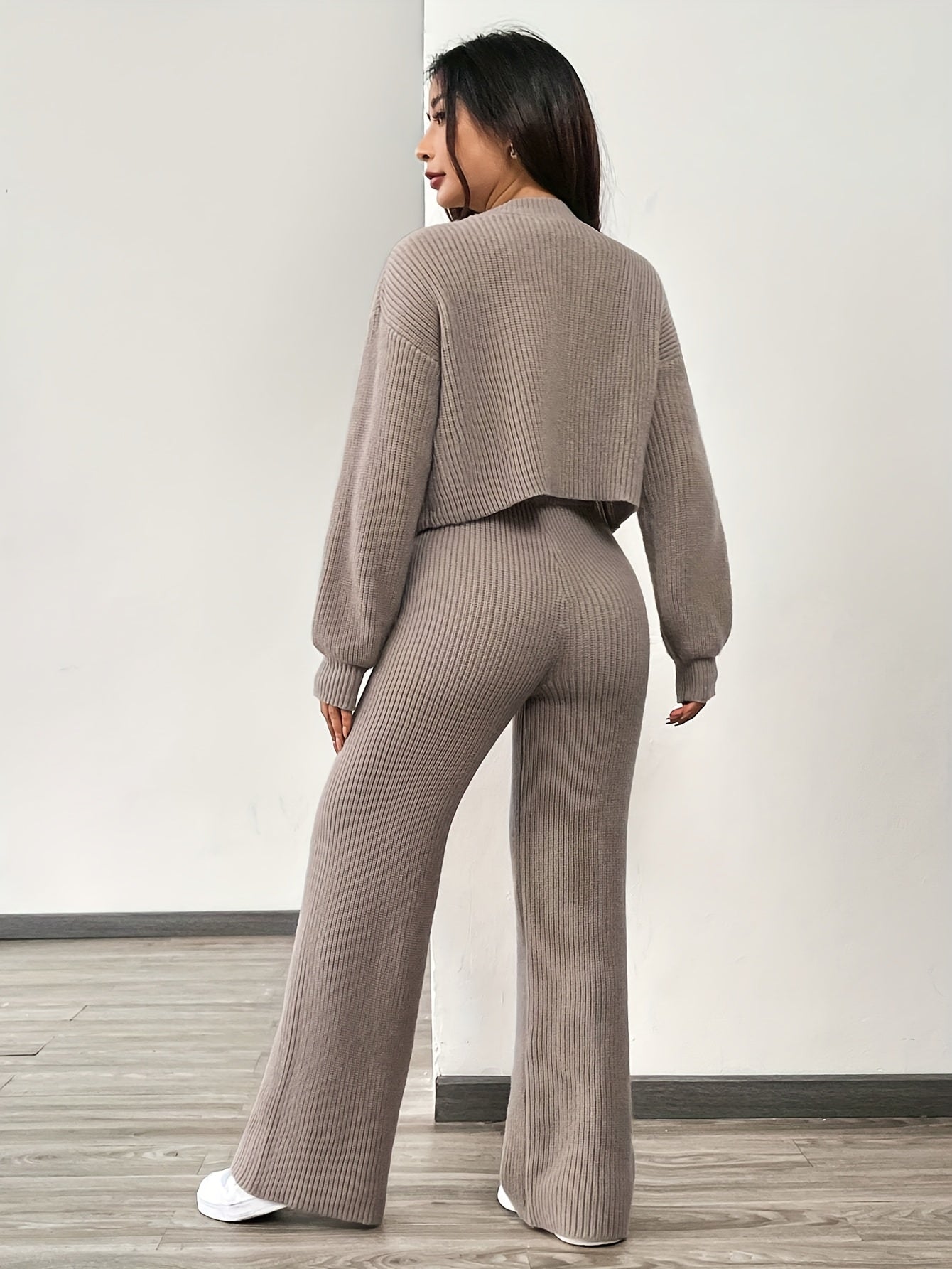 Women's Cardigan Set | V-Neck | Cozy Fall Winter Style | Polyester