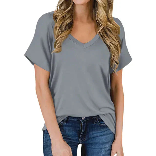 Women's V-Neck T-Shirt | Soft Bamboo Cotton Fabric | Relaxed Fit & Durable Design