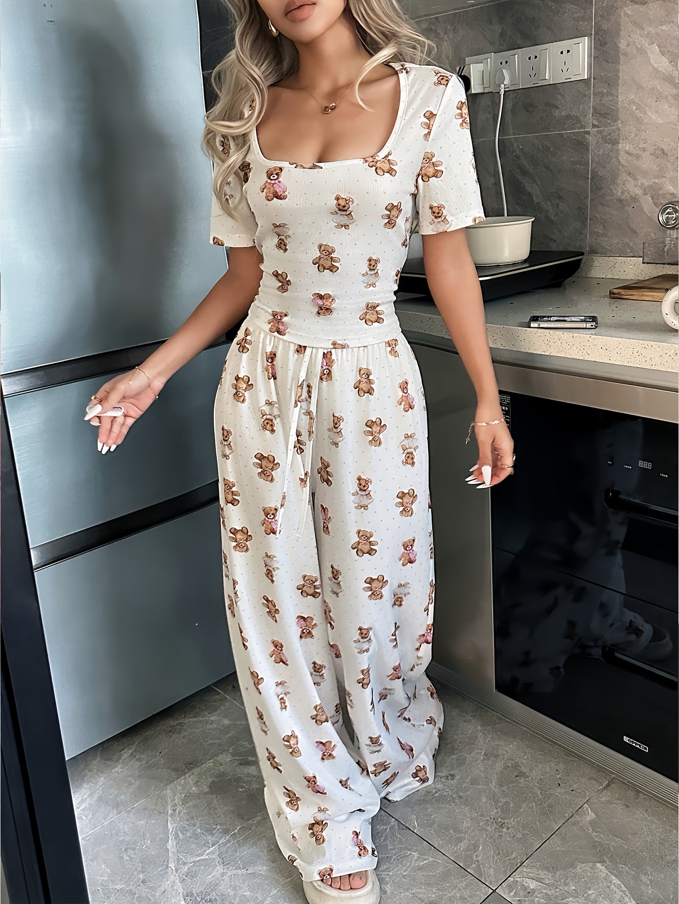 Women's Pajama Set | Lightweight Breathable | Comfortable Casual Wear | Polyester