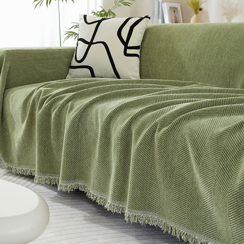 Chenille Sofa Cover | Herringbone Texture | Protects and Enhances Sofas | Durable Chenille