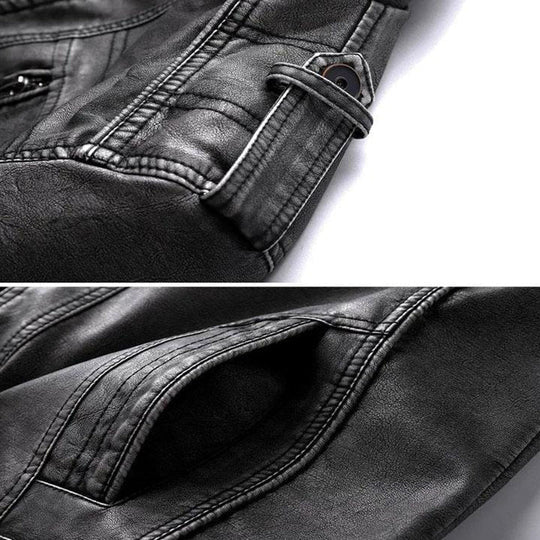 Men's PU Leather Biker Jacket | Adjustable Cuff Strap & Multiple Pockets | Durable & Comfortable Fit