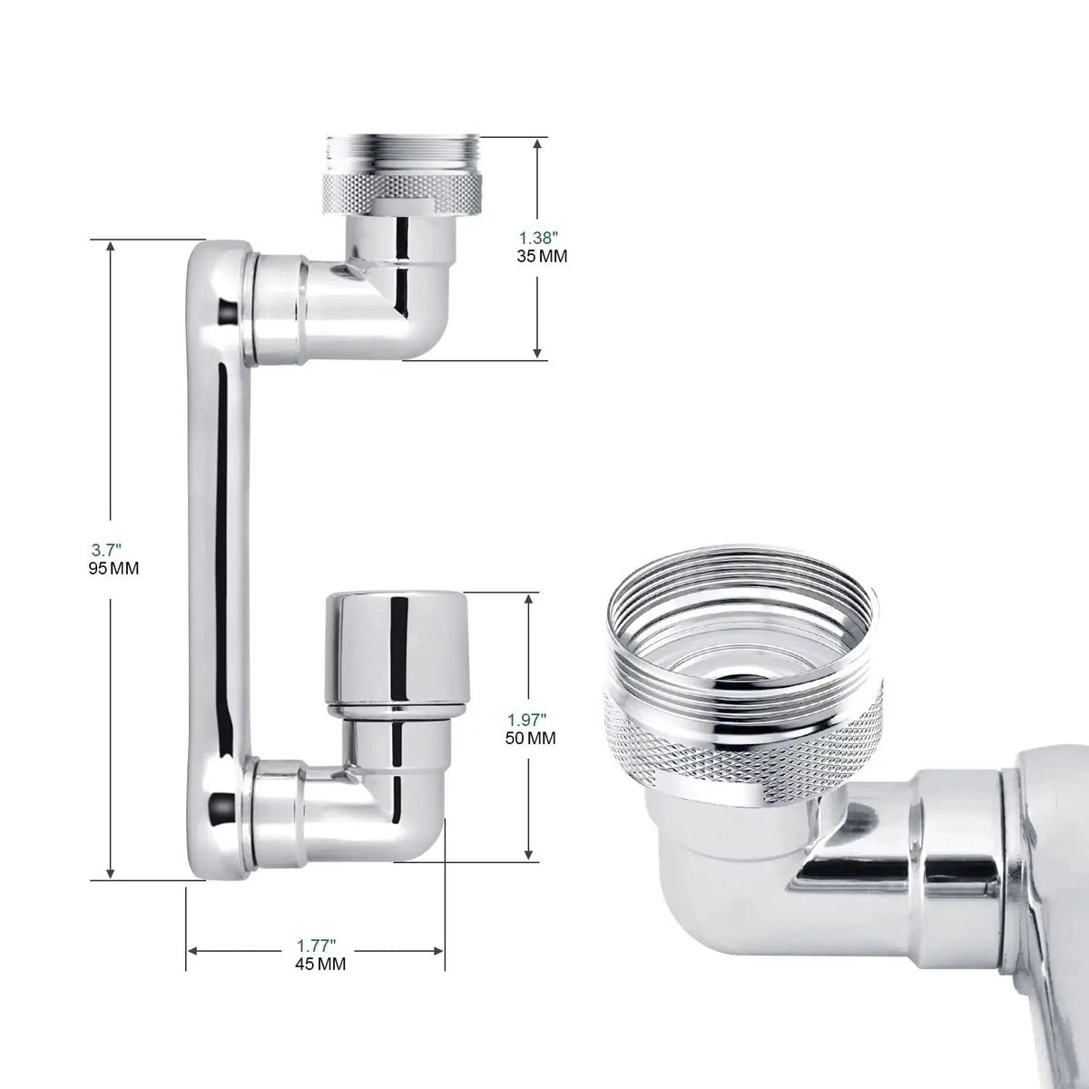 1080° Rotating Dual-Spray Faucet Extender (Tool-Free Install)