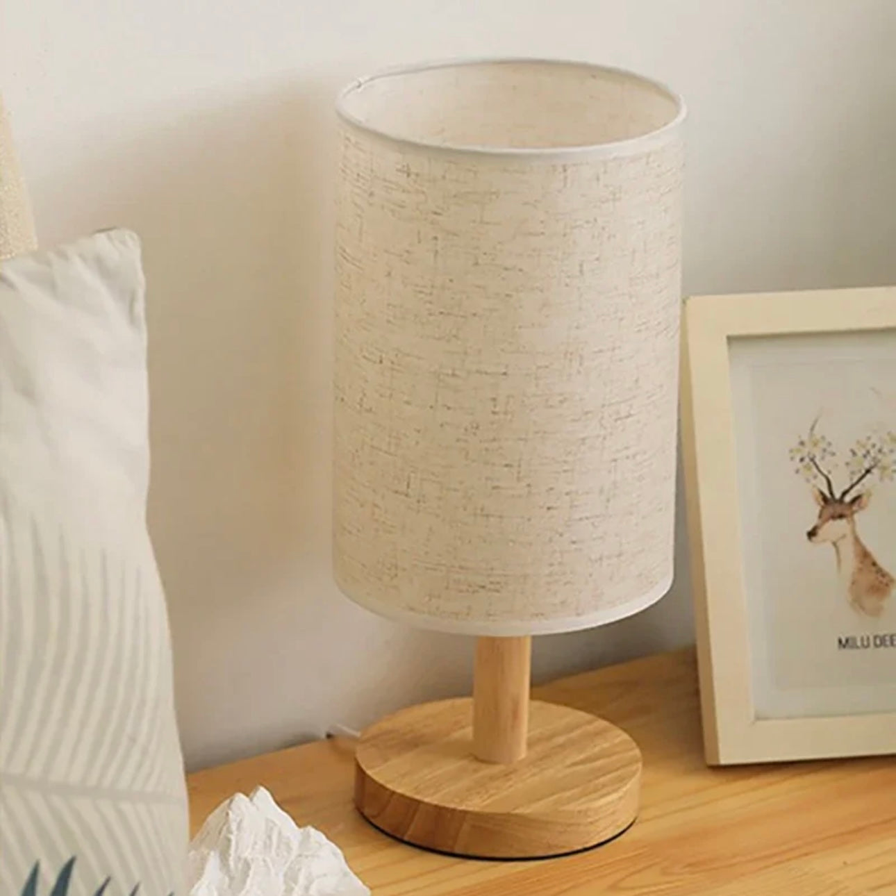 Liora — Wood and Linen Table Lamp with Adjustable LED Lighting