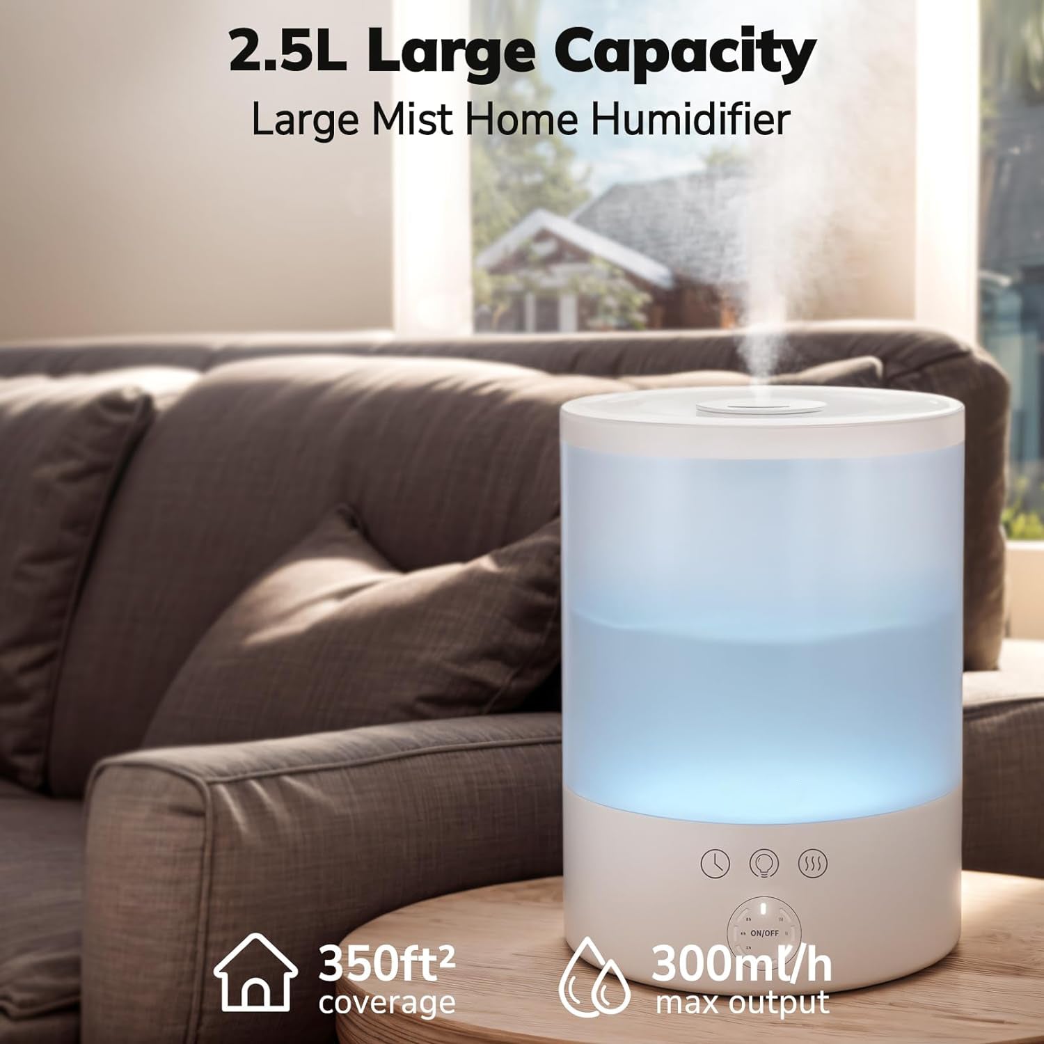 Ultrasonic Cool Mist Humidifier for Spacious Rooms