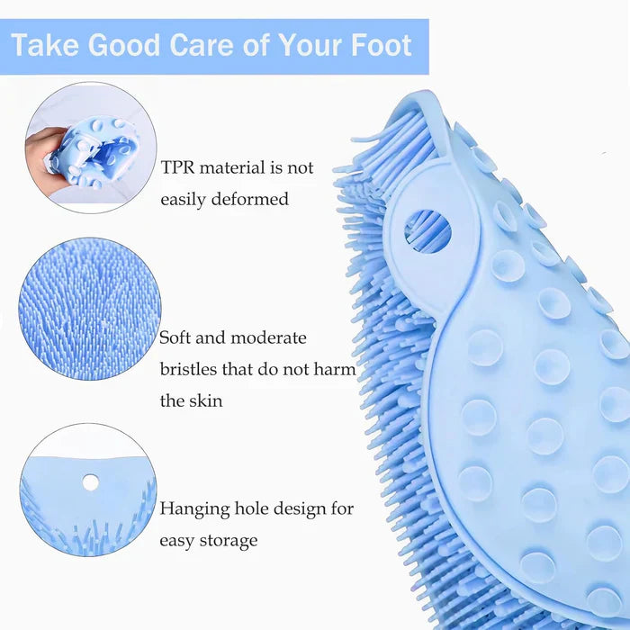 Hands-Free Silicone Mat for Foot Cleaning with Suction Cups