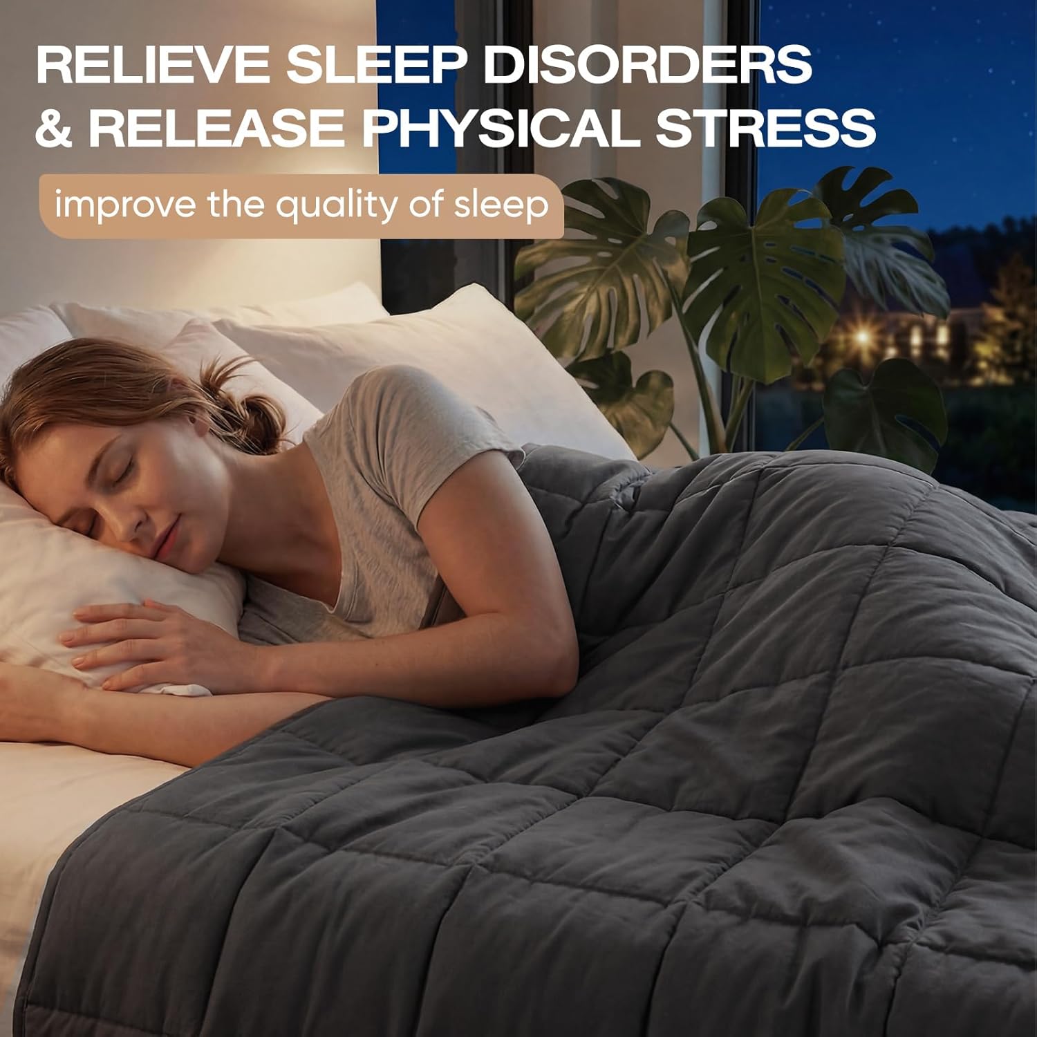 Cooling Weighted Blanket for Adults with Glass Beads - Soft and Breathable