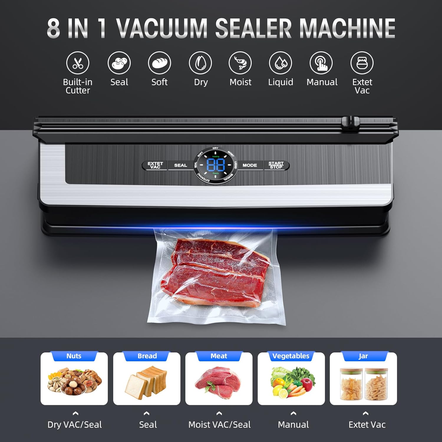 Food Vacuum Sealer with Integrated Cutter – Reduce Food Waste
