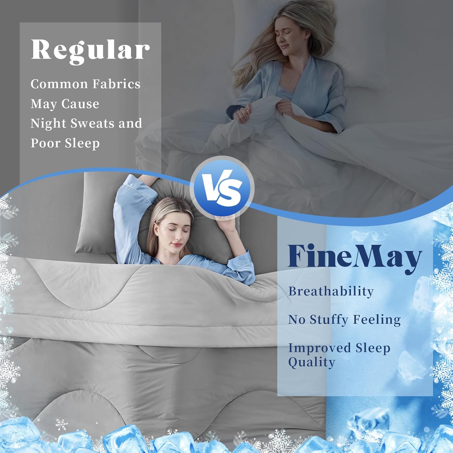 Double-Sided Cooling Blanket for Hot Sleepers | Breathable Ice Fabric