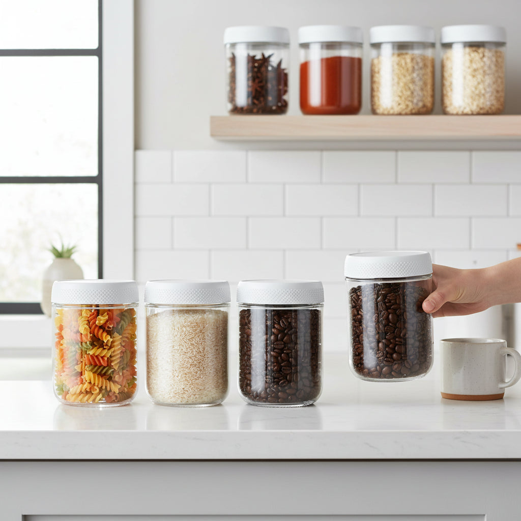 Space-Saving Glass Storage Containers with Secure Lids