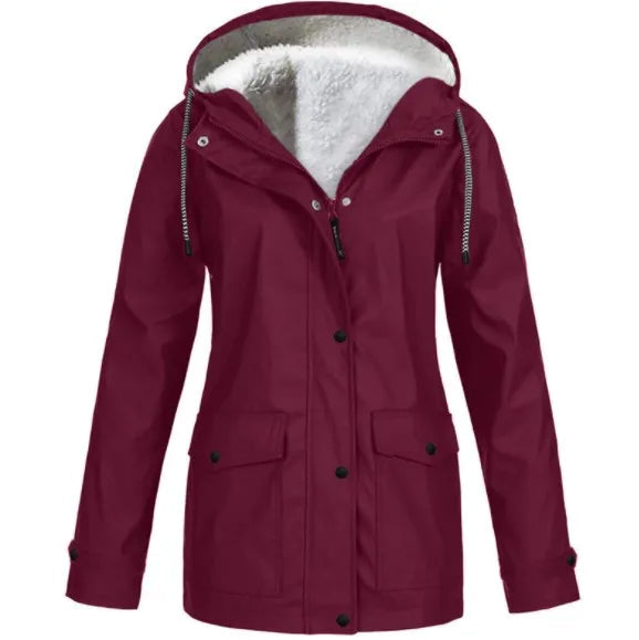 Women’s Waterproof Jacket | Windproof with Fleece Lining | Hooded Design | Durable Outdoor Layer