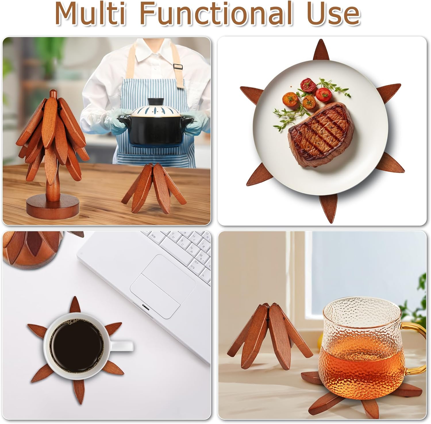 Heat-Resistant Wooden Coasters for Serving Hot Food