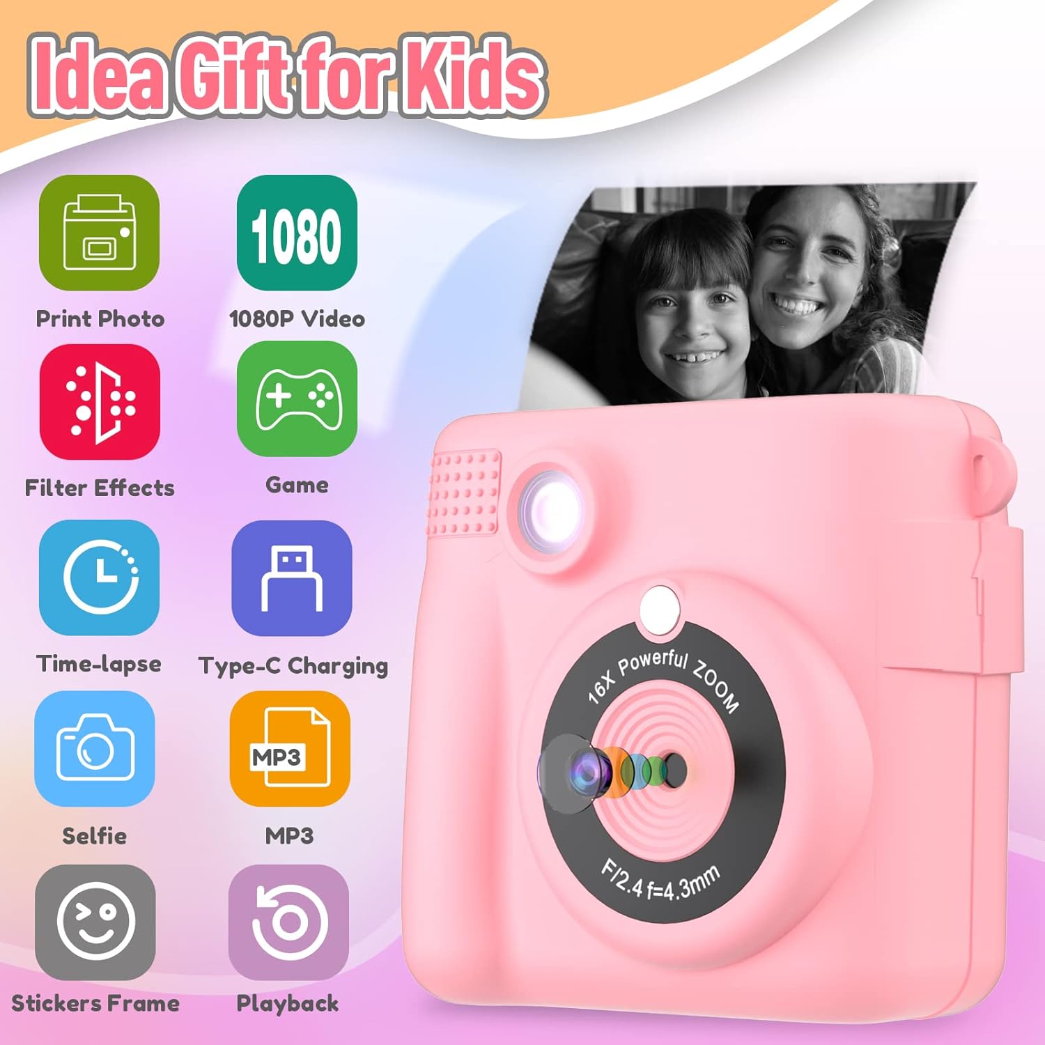 Portable Instant Photo Camera for Creative Kids