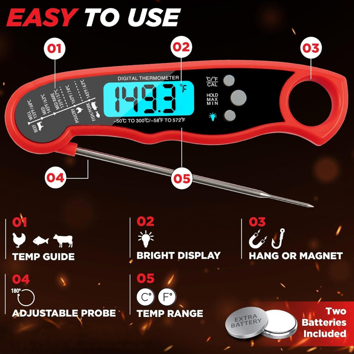 Quick-Read Culinary Thermometer for Perfect Cooking
