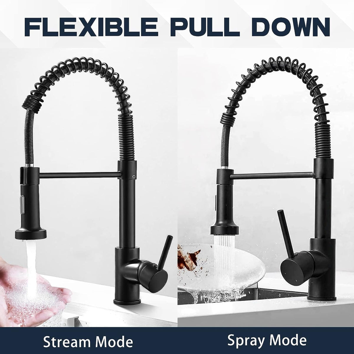 Pull-Down Sprayer Kitchen Faucet with Single Hole Design