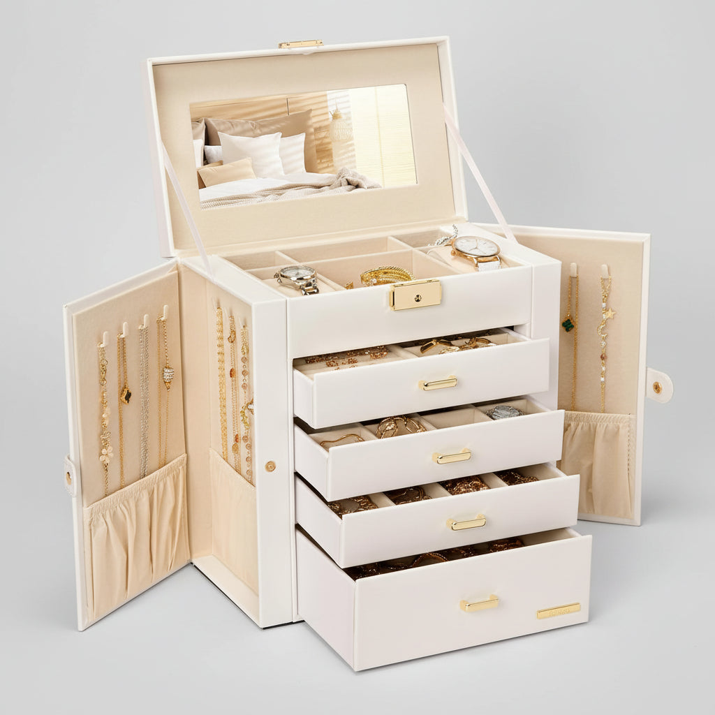 Elegant Jewelry Storage Box with Ample Drawers for Gifts