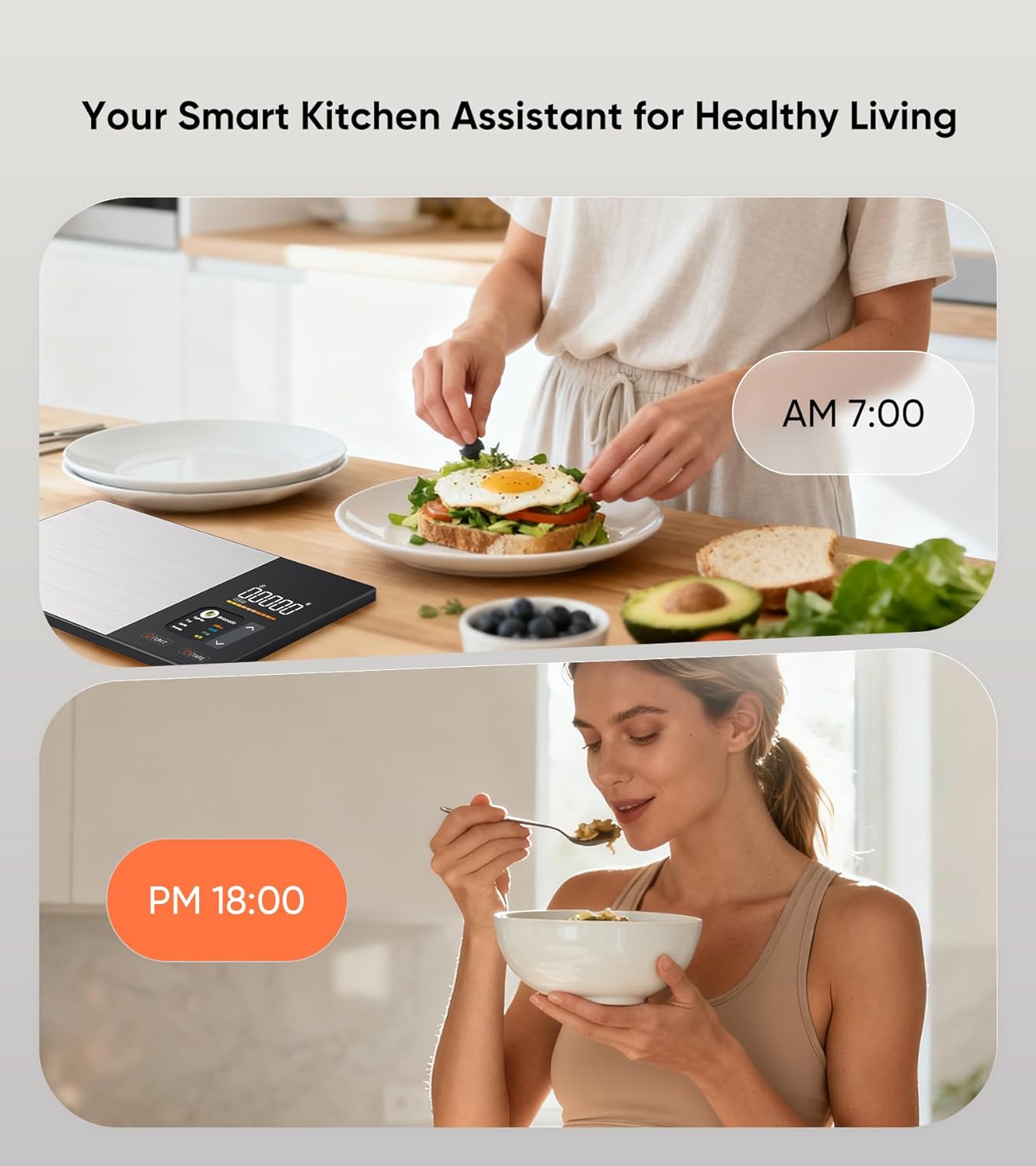 Digital Food Scale with TFT Display and App Connectivity for Nutritional Tracking