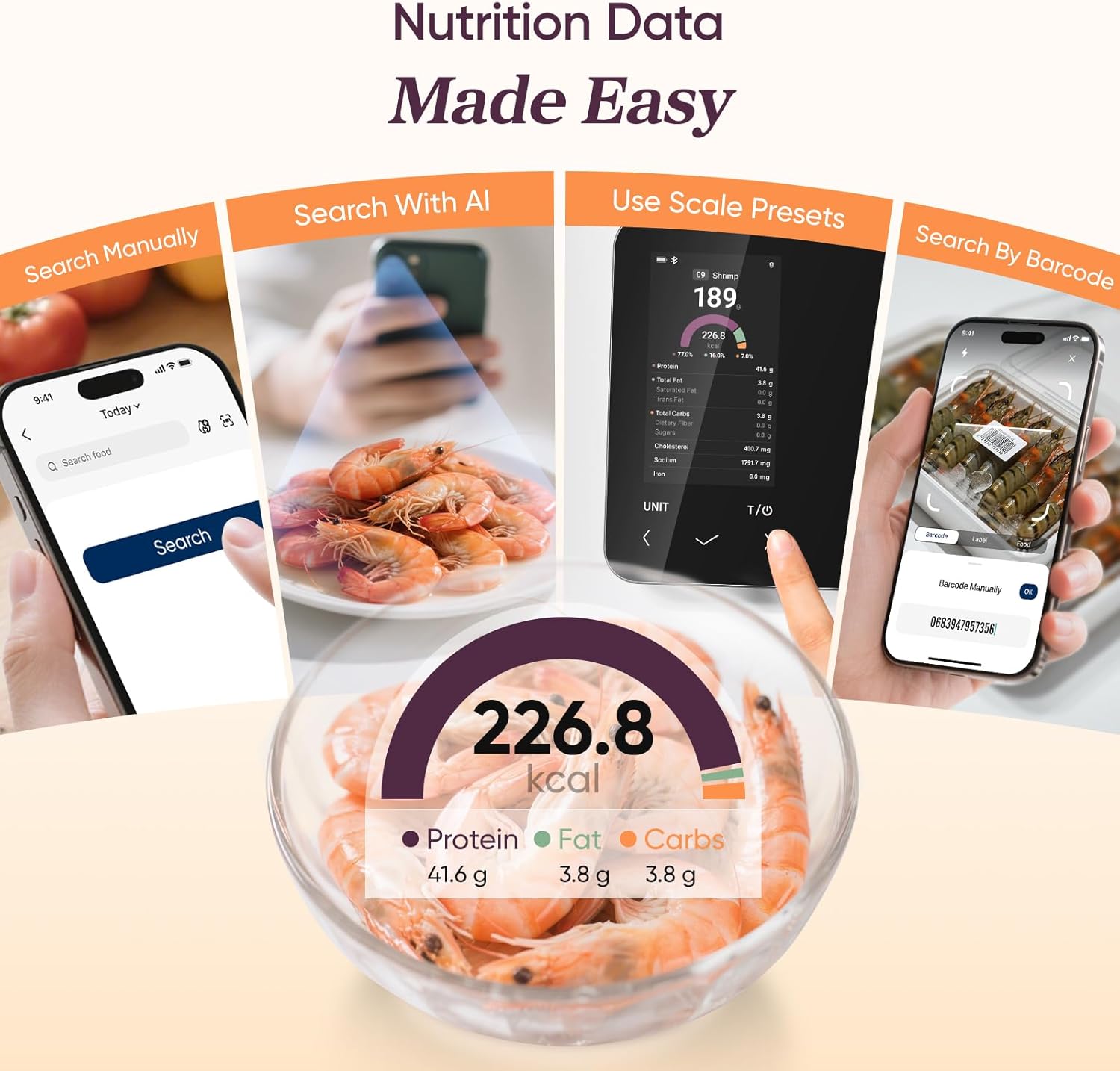 Digital Food Scale with Nutritional Calculator for Accurate Meal Prep