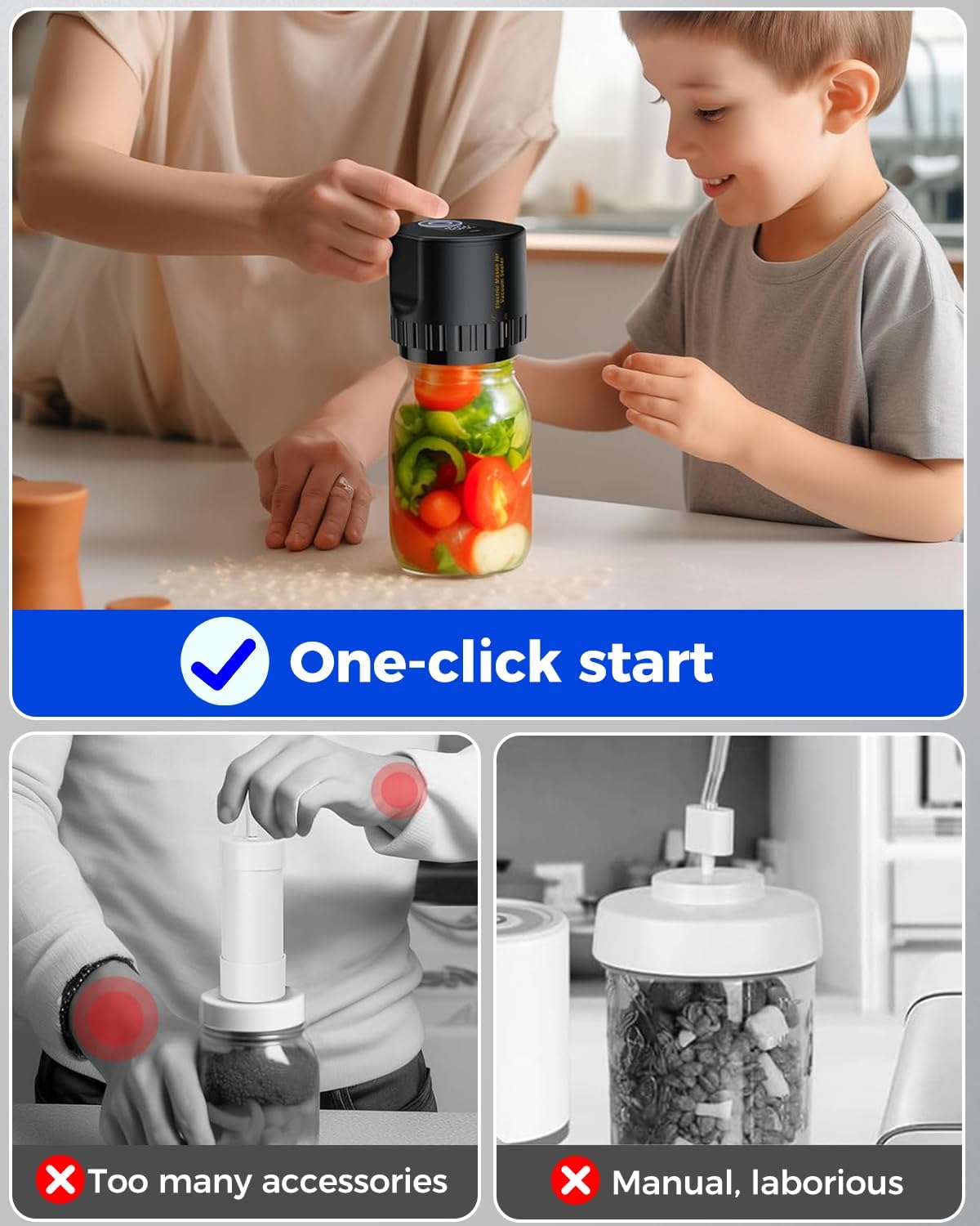Electric Vacuum Sealer Set for Mason Jars