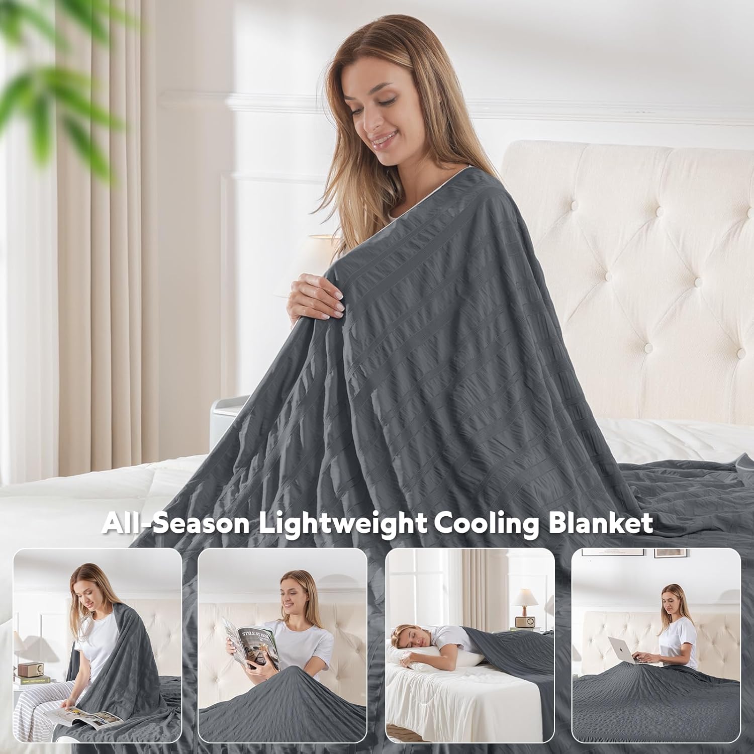 Lightweight Cooling Blanket with Dual-Sided Design for Warm Sleepers