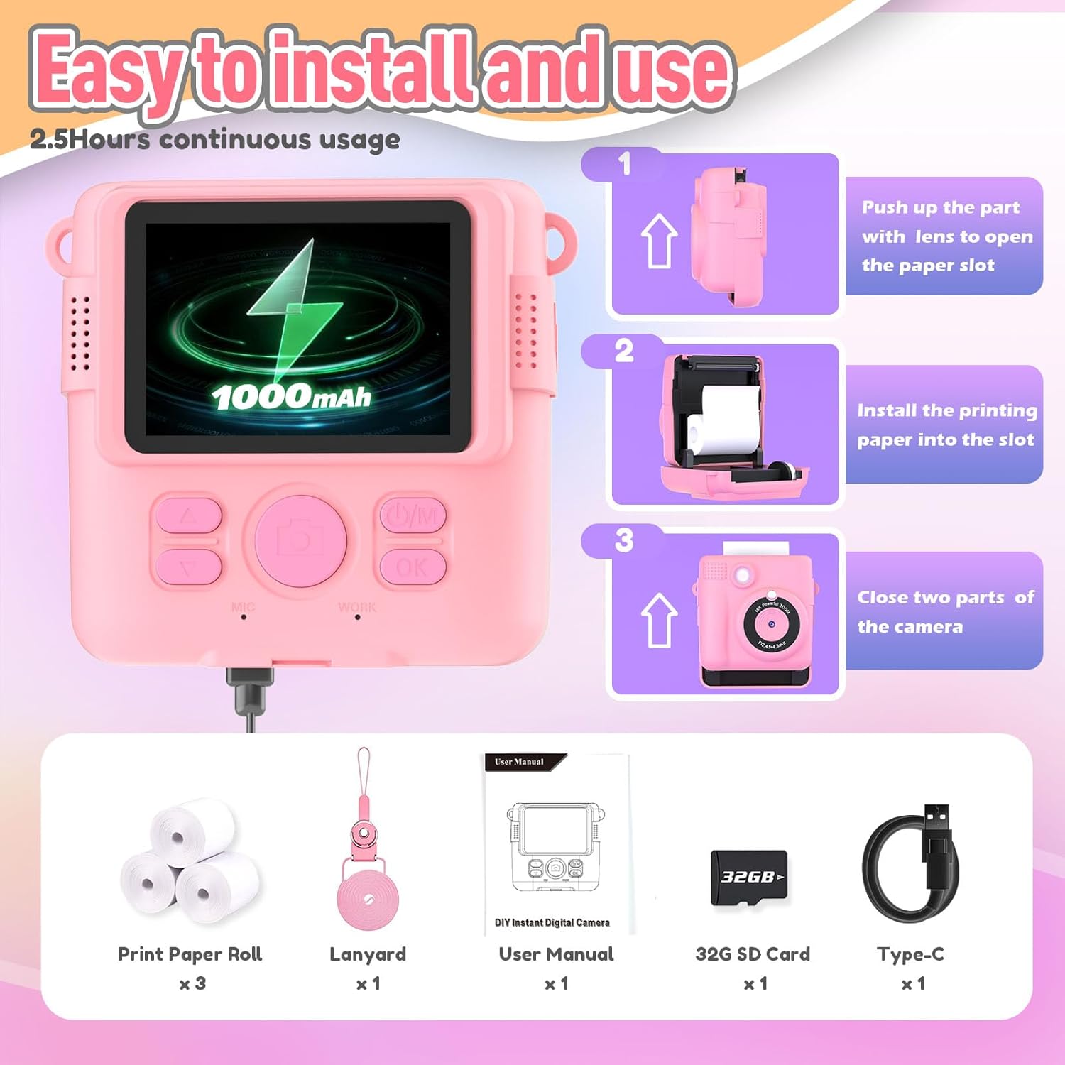 Portable Instant Print Camera for Children - Digital Edition