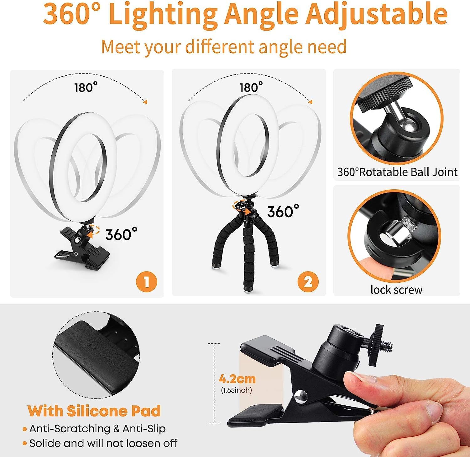 Versatile Clip-On LED Ring Light for Laptops