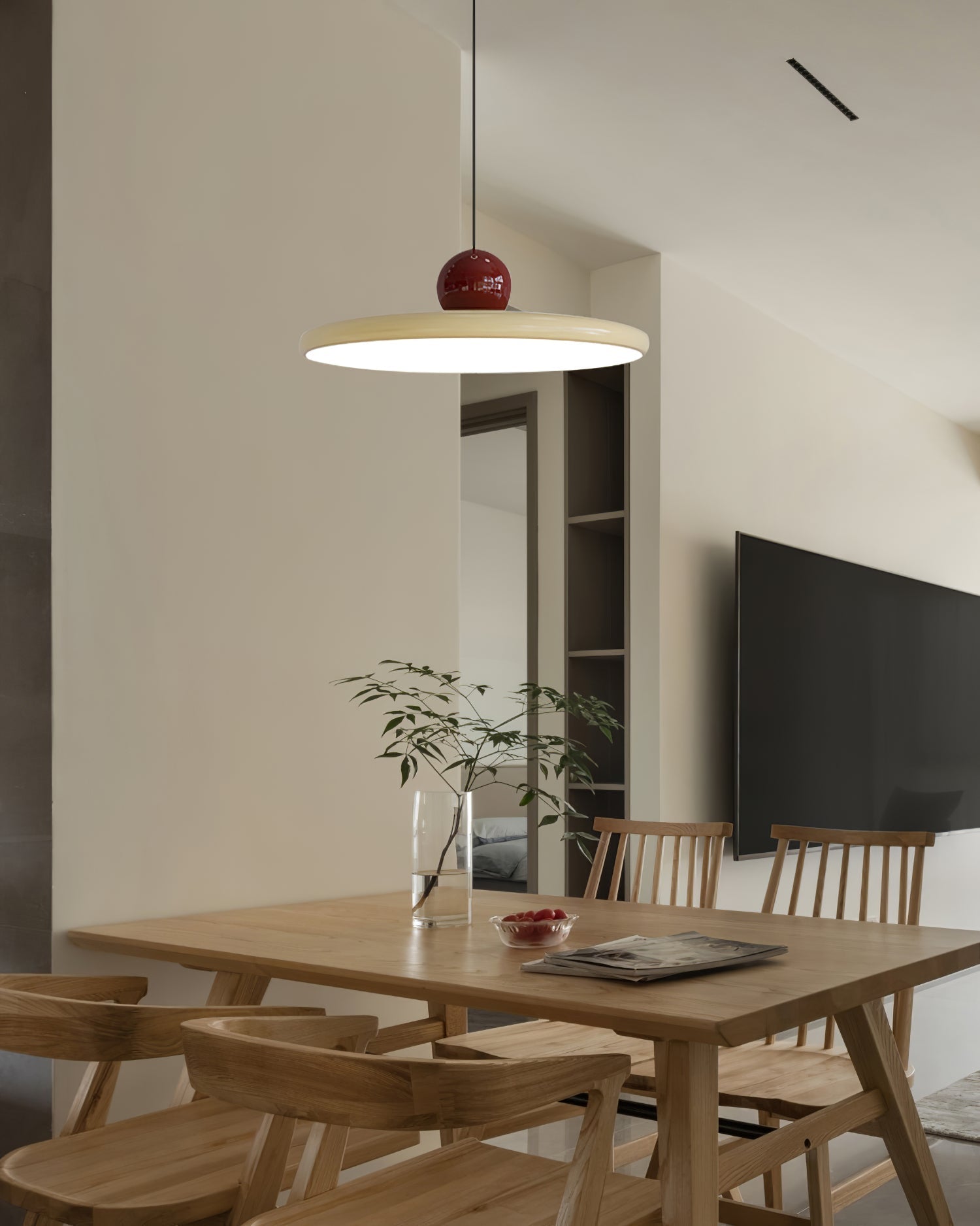 Circular LED Ring Pendant Light | Minimalist Glossy Design | Metal & Acrylic | Adjustable Hanging Height