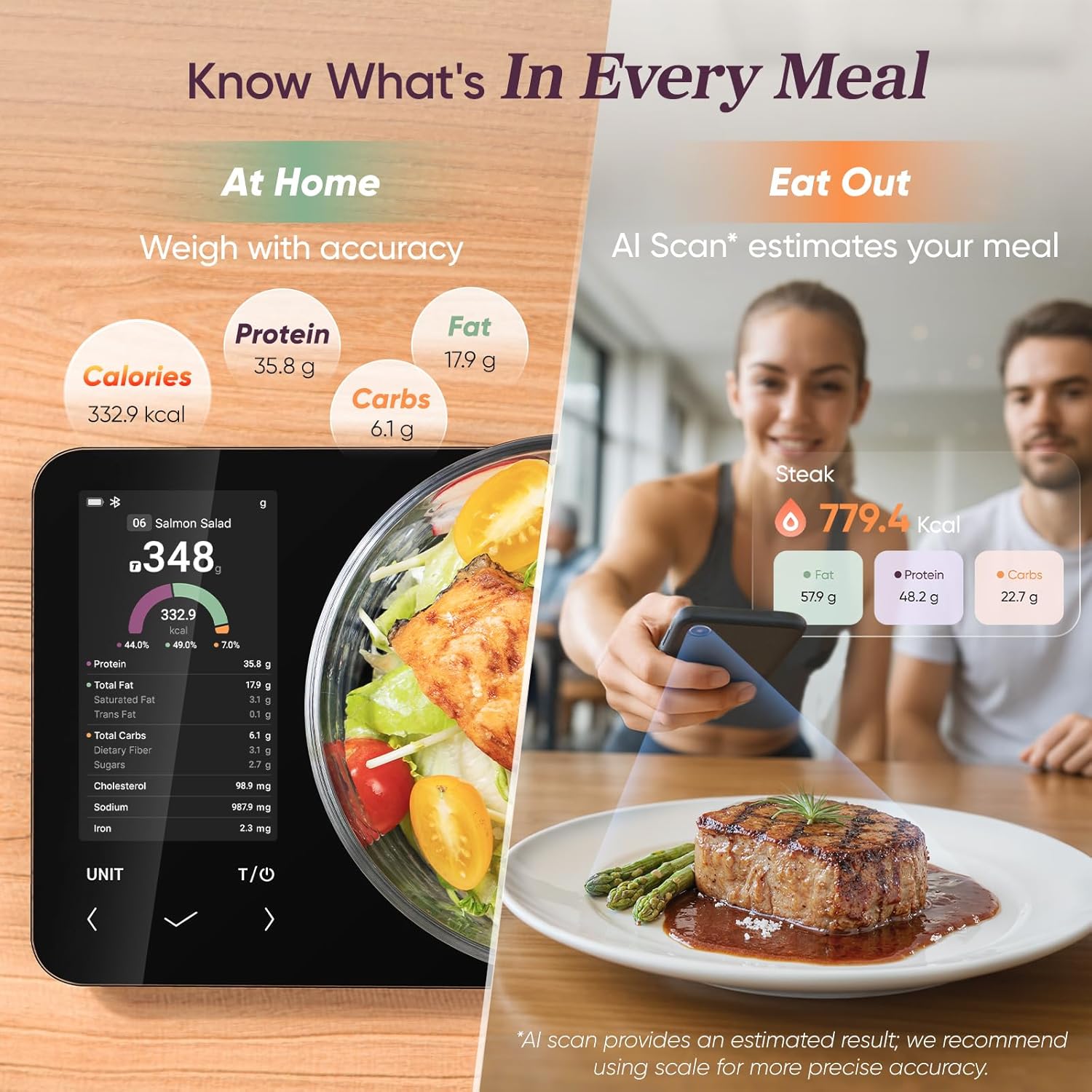 Digital Food Scale with Nutritional Calculator for Accurate Meal Prep