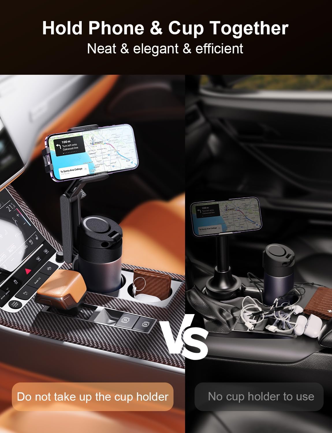 Car Mount for Phone with Cup Holder Attachment