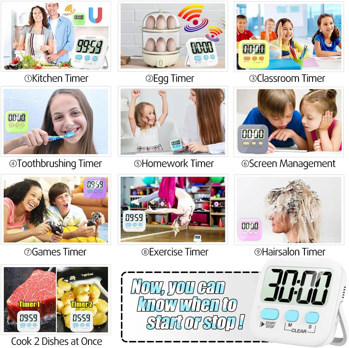 2-Pack Large Display Digital Cooking Timer
