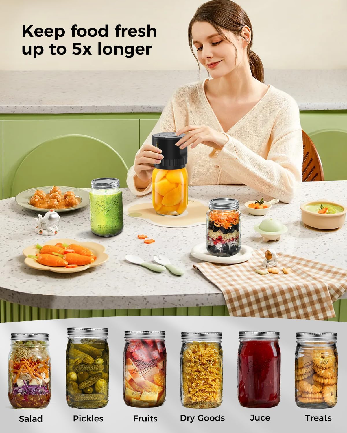Electric Vacuum Sealer Set for Mason Jars